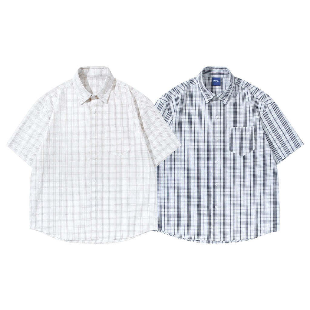 Texture plaid shirt T-shirt