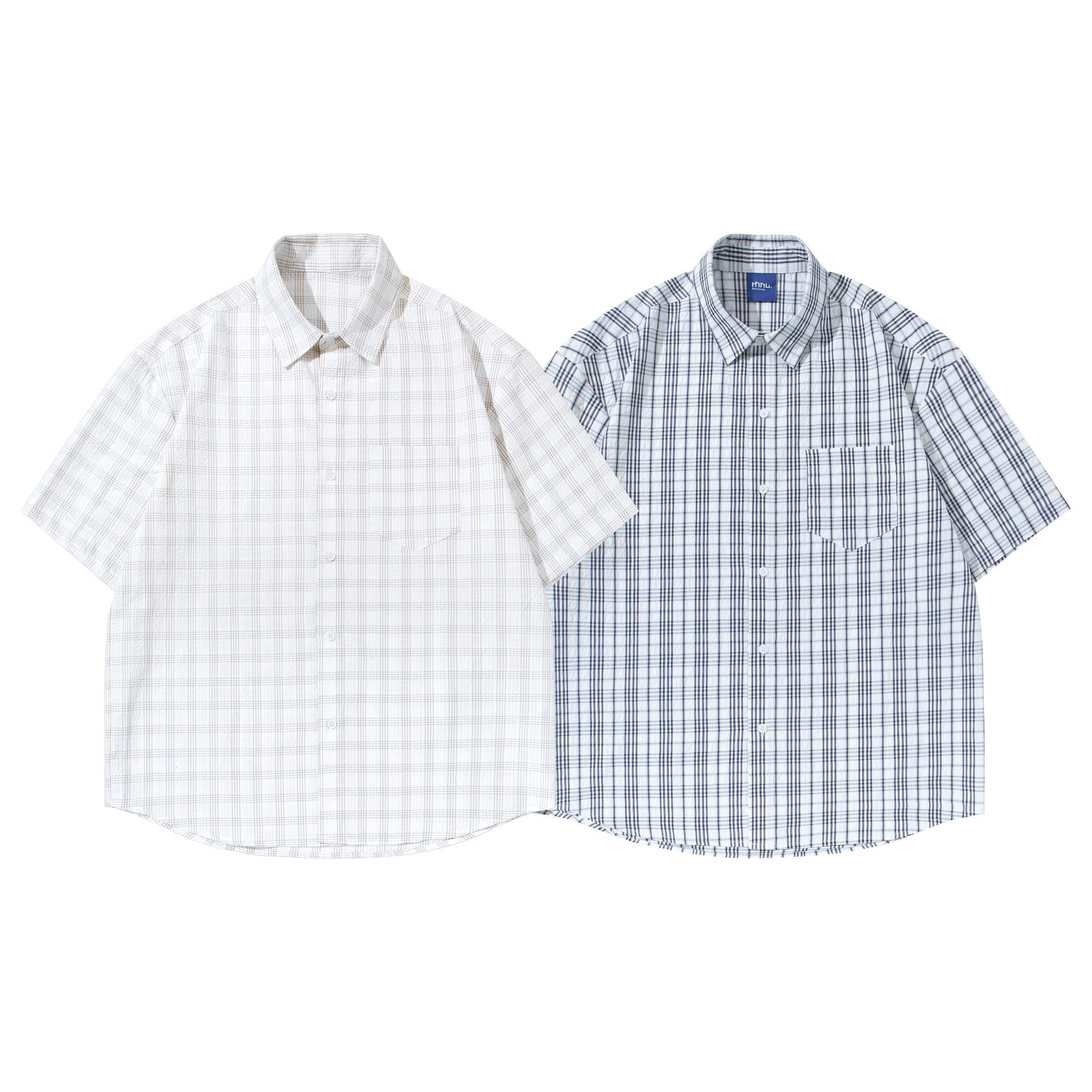 Texture plaid shirt T-shirt