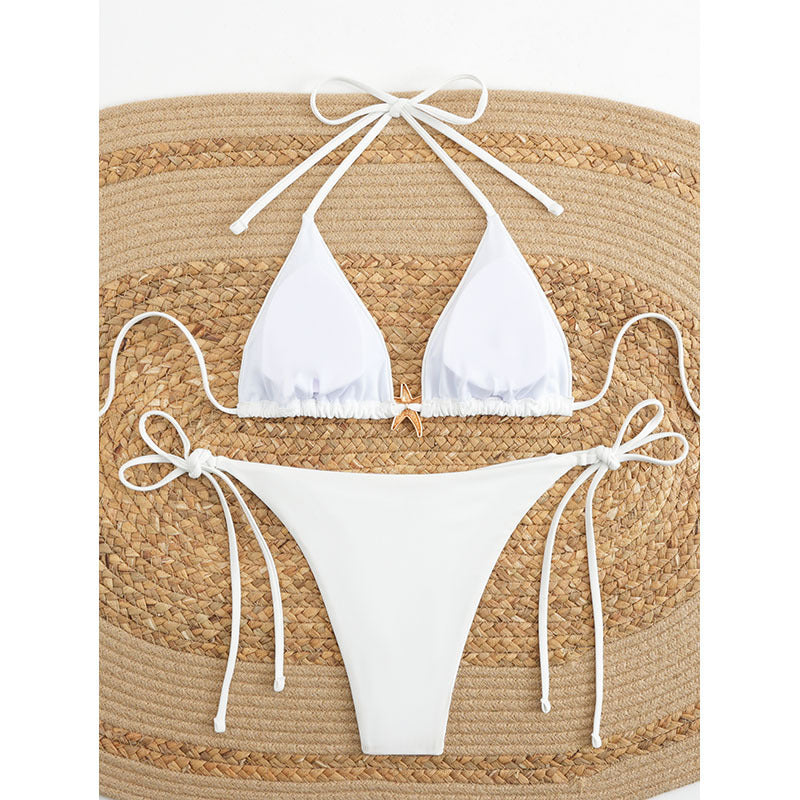 Solid color split swimsuit for women