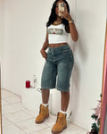 Fashion Women's Casual Denim Pants Summer Vintage Loose Washed Straight Leg Denim Shorts