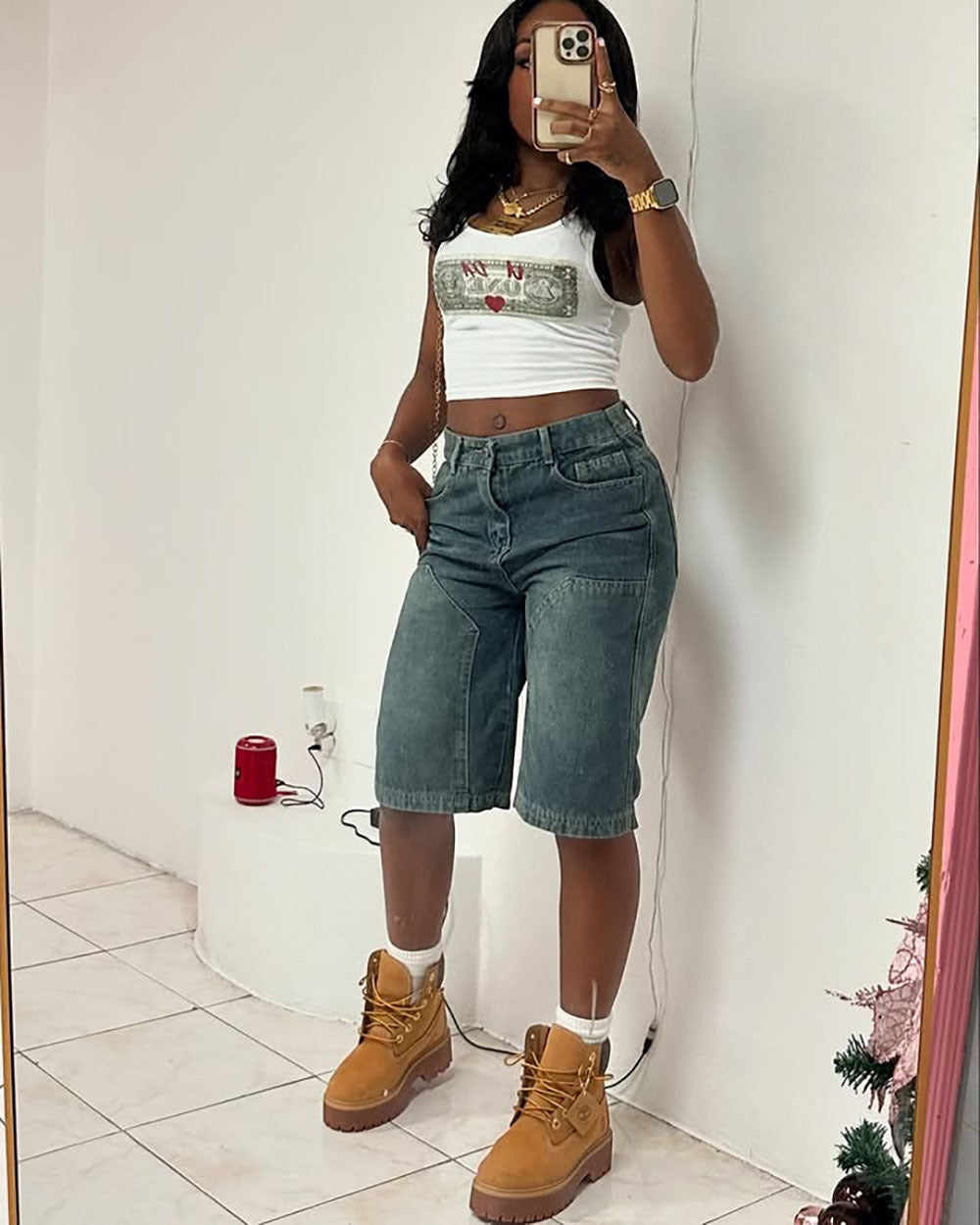 Fashion Women's Casual Denim Pants Summer Vintage Loose Washed Straight Leg Denim Shorts