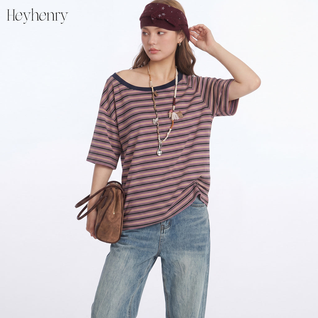 T-shirt coton pur épaule asymétrique slim femme