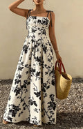 Robe swing bretelles fleurs taille cinée femme