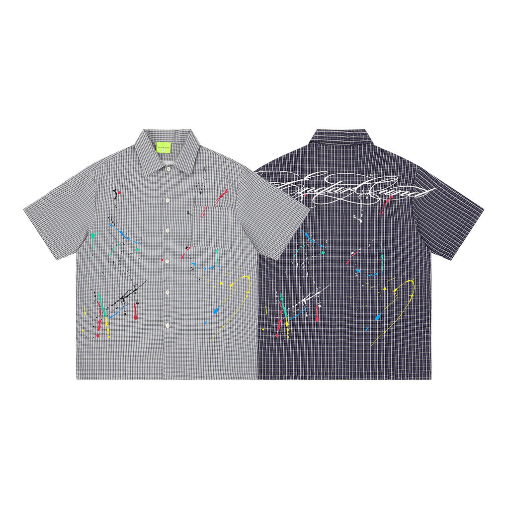 T-shirt brodé taches d'encre et points de couleur