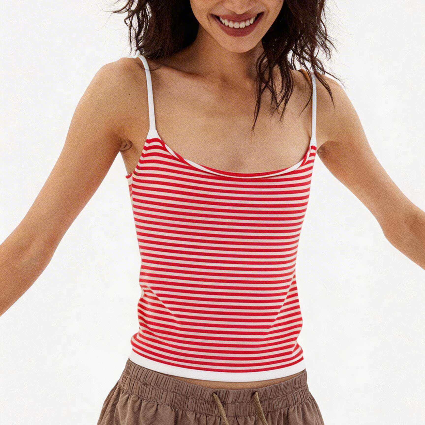 Slim Fit Color-Blocked Stripe Crop Top for Women