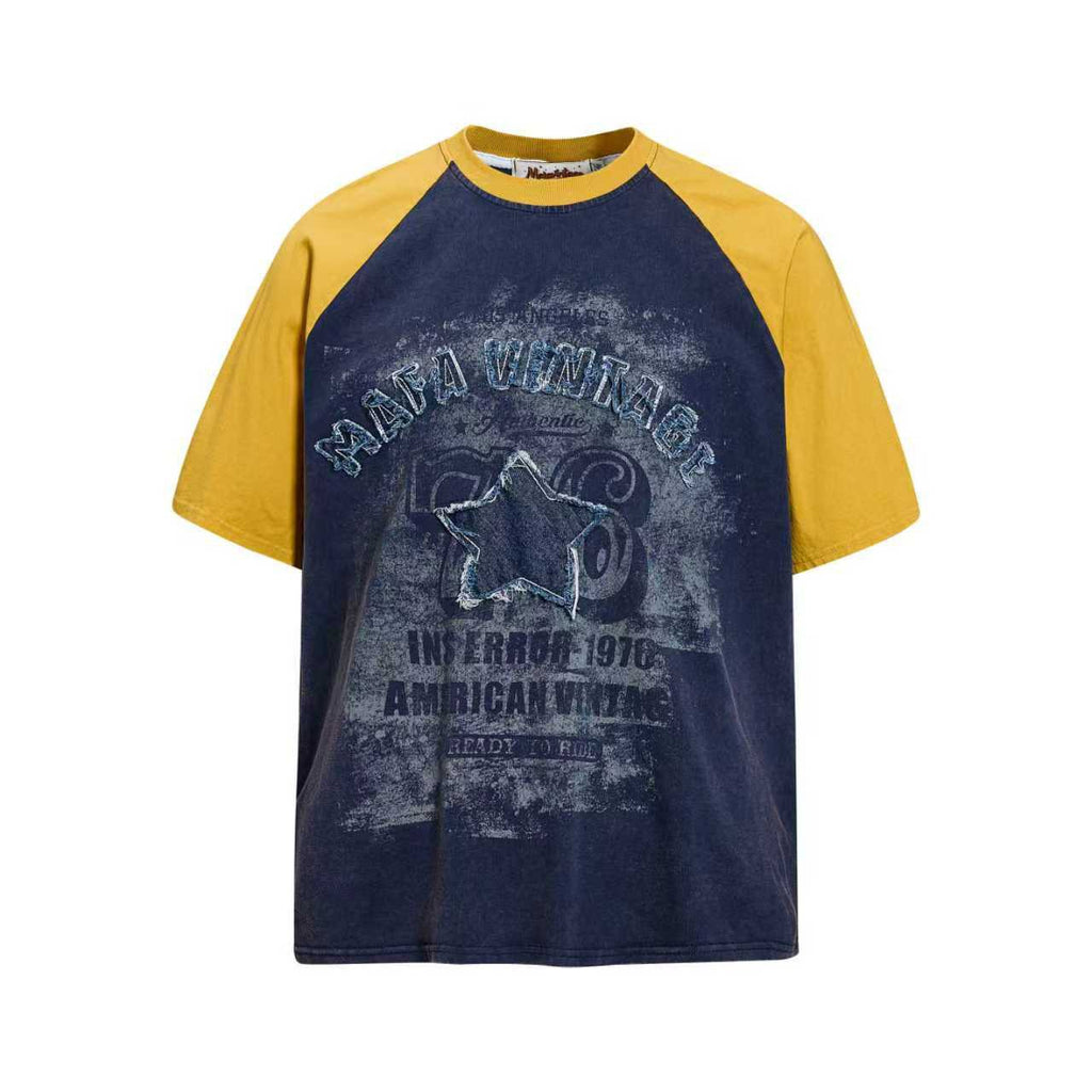 Star sticker embroidered short sleeved shirt