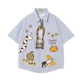 Cat Fishing Embroidered Short Sleeve