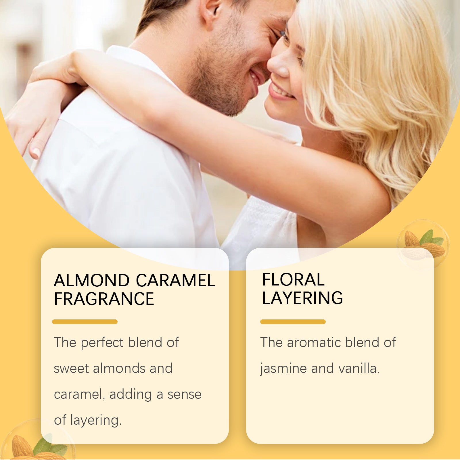 EELHOE Almond Caramel Body Perfume Spray, Light Fragrance Soft Fragrance With Natural Fresh And Not Greasy Light Fragrance