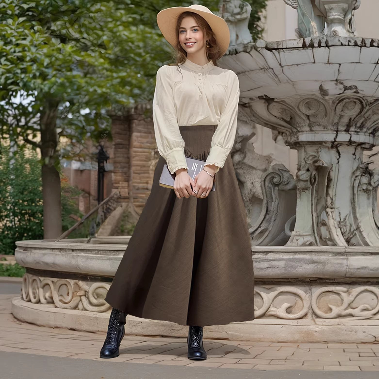 High waisted A-line slimming skirt