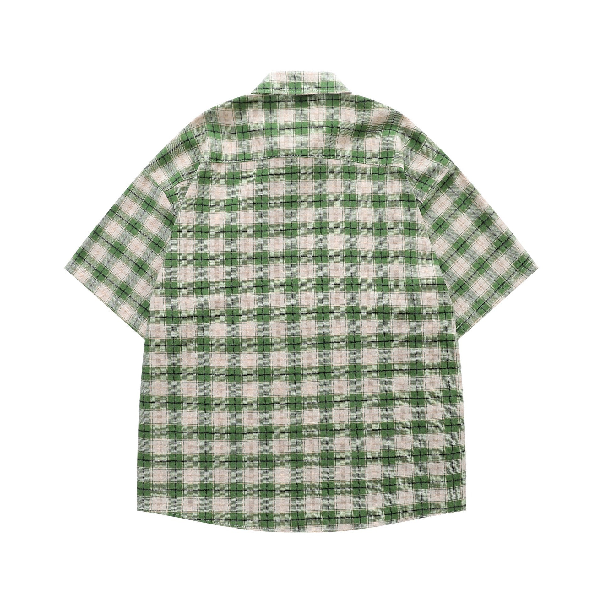 Plaid embroidered short sleeved shirt