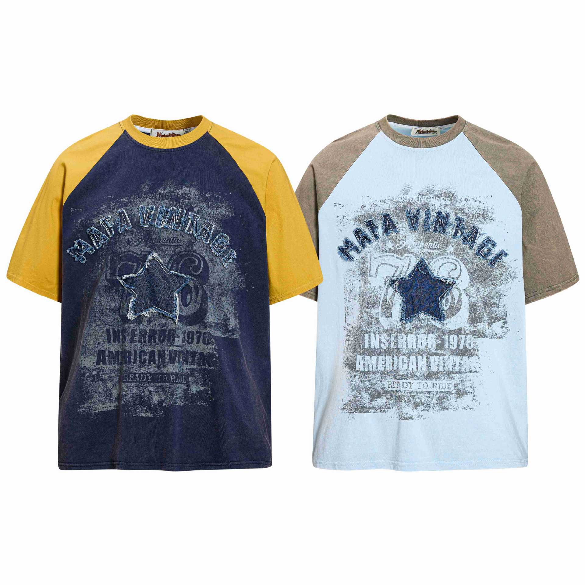 Star sticker embroidered short sleeved shirt