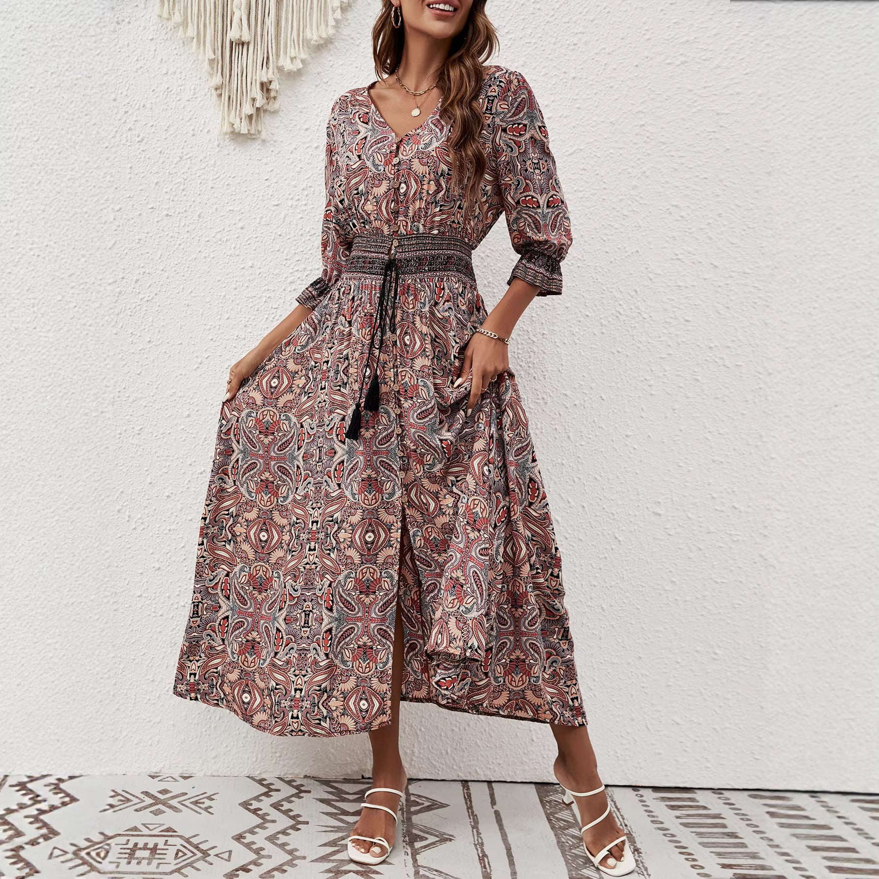 V-neck loose dress