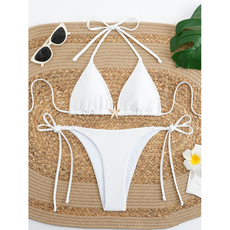 Solid color split swimsuit for women