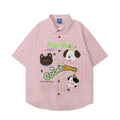 Cartoon animal embroidery short sleeved shirt