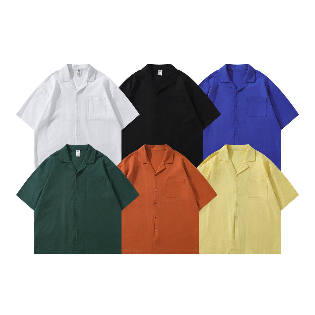 Double pocket solid color shirt T-shirt