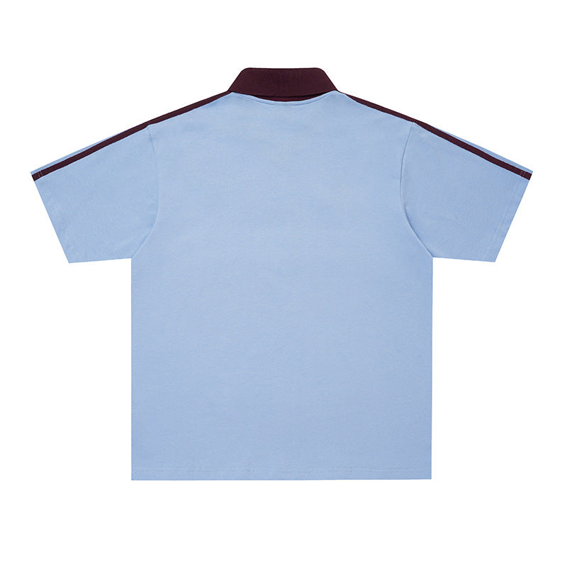 Color blocking collar loose men's and women's short sleeves