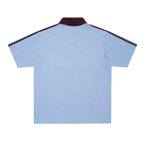 Color blocking collar loose men's and women's short sleeves