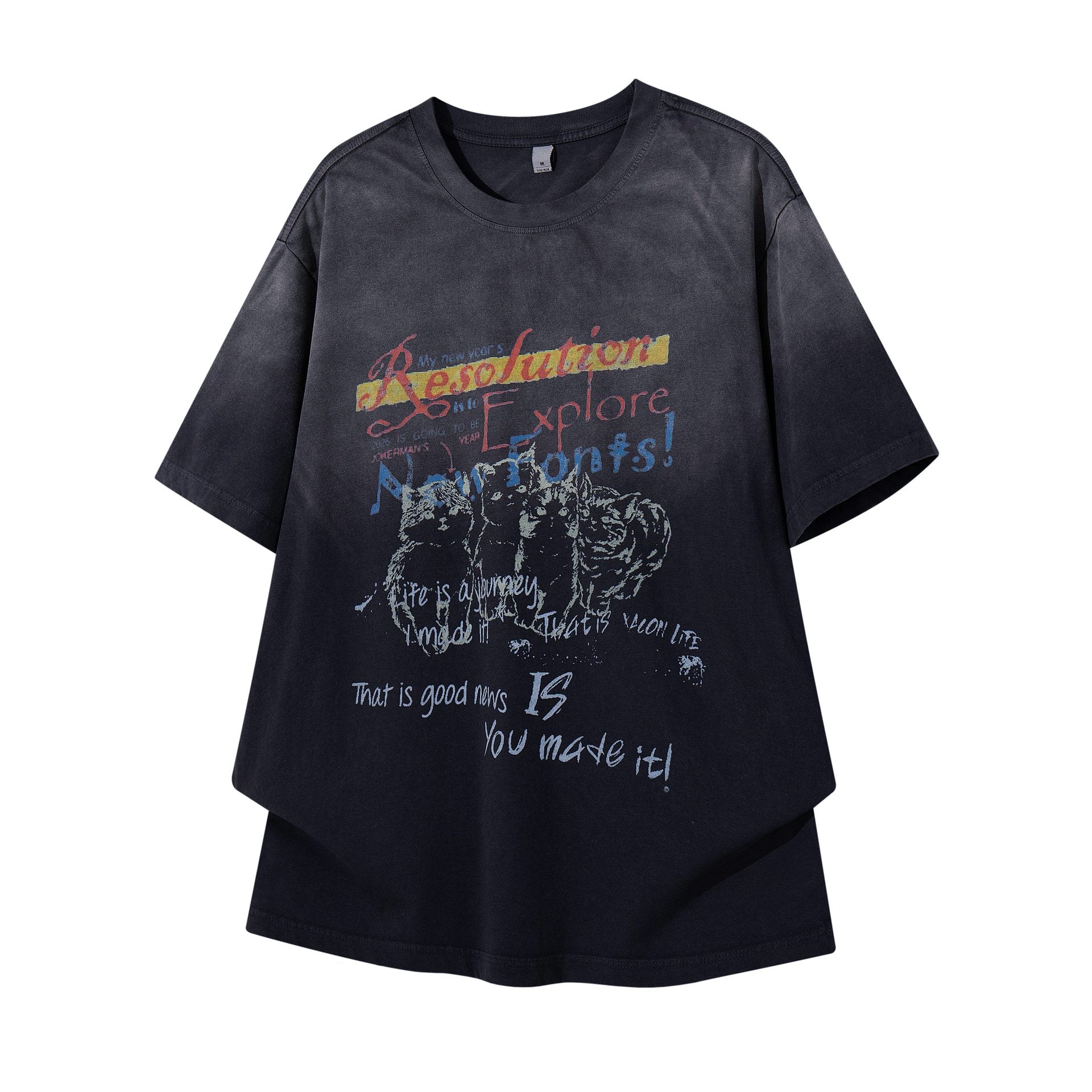 Make vintage cat printed short sleeves