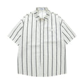 Minimalist vertical striped short sleeved shirt