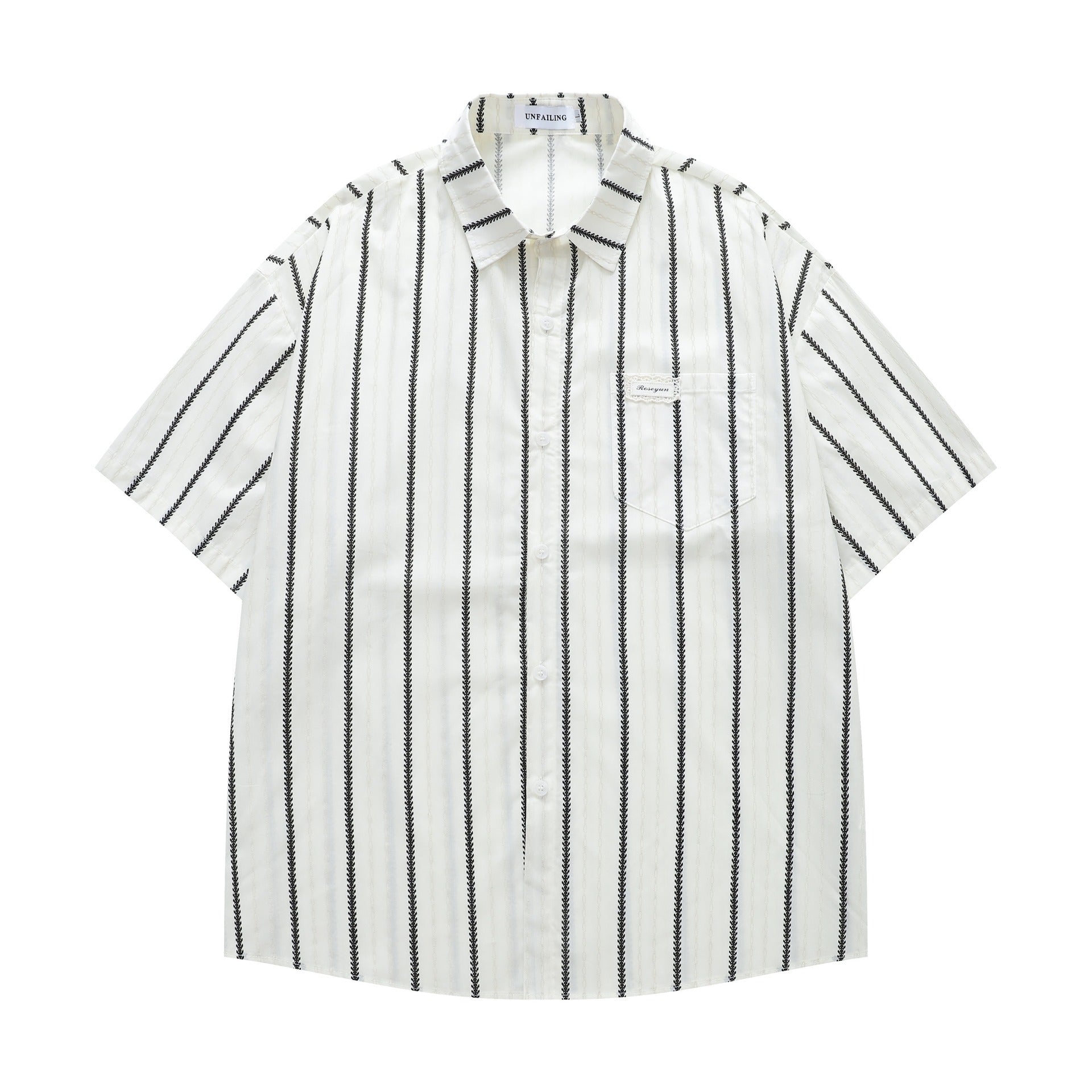 Minimalist vertical striped short sleeved shirt