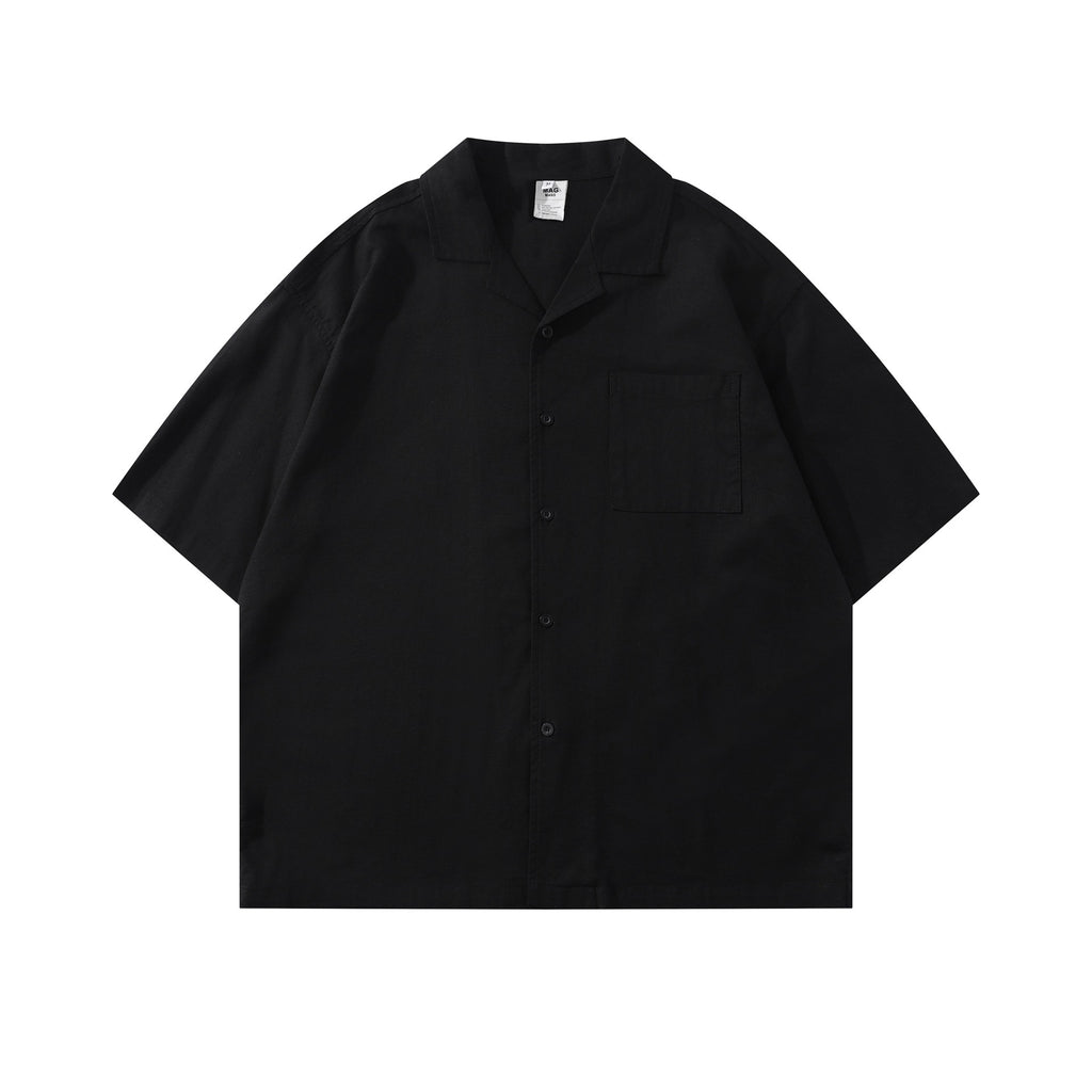 Double pocket solid color shirt T-shirt