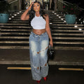 Women's Jeans Street Fashion Washed Button Closure High Waist Pants