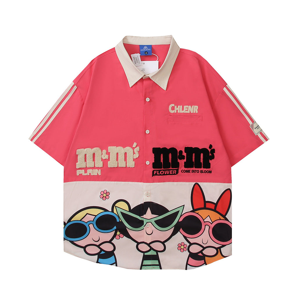 Flying Girl Police Officer Color blocked Short Sleeve