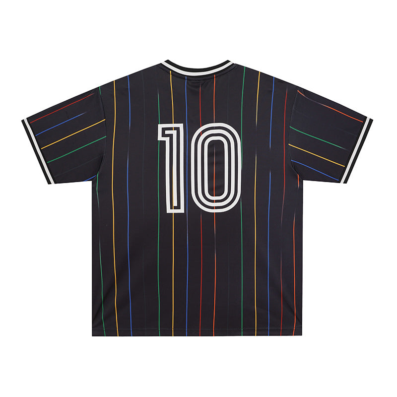 Rainbow stripe jersey short sleeved