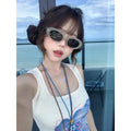 Lace-up Style U-Neck Ombre Print Tank Top for Women