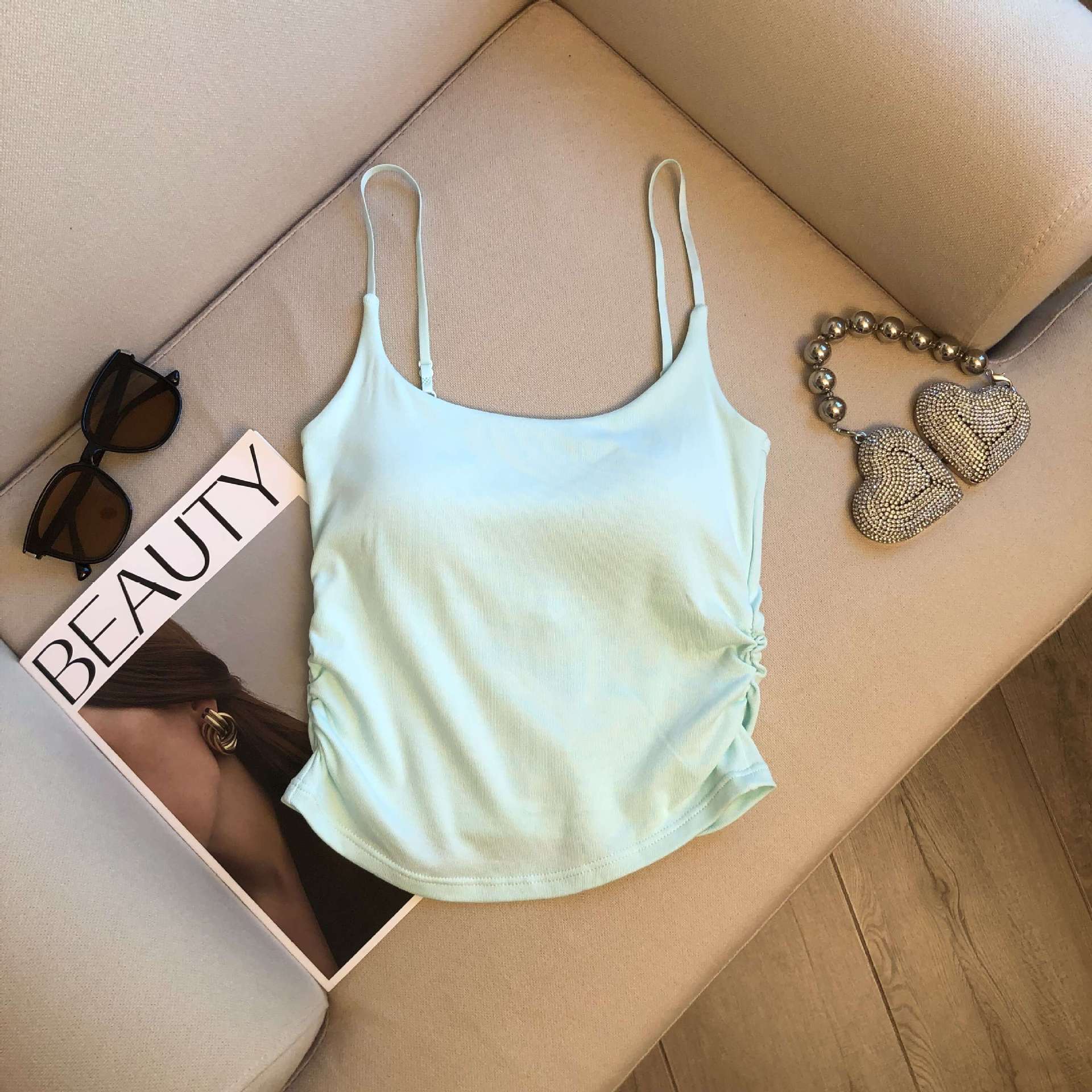 Vest with Padded Brapicy Girl Strap Top
