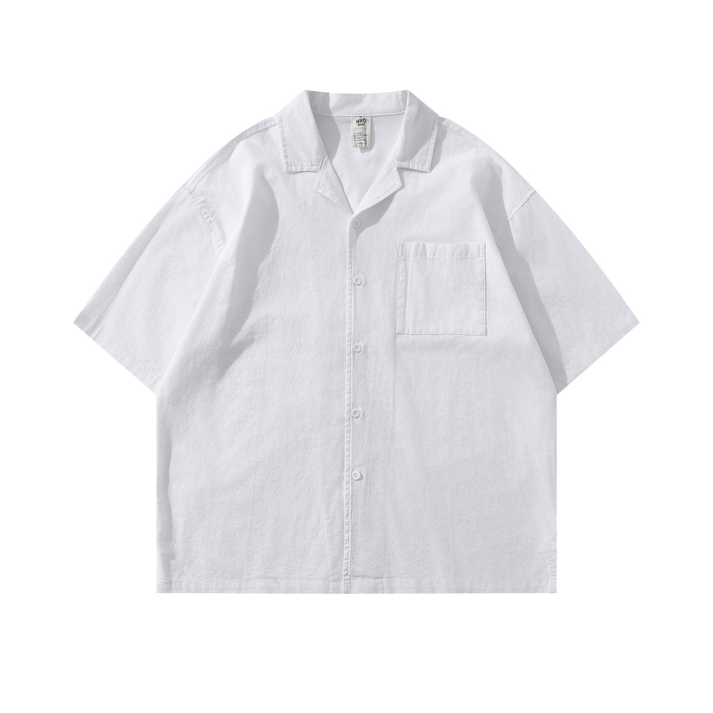 Double pocket solid color shirt T-shirt