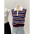 Color-Blocked Stripe Knit Vest for Women