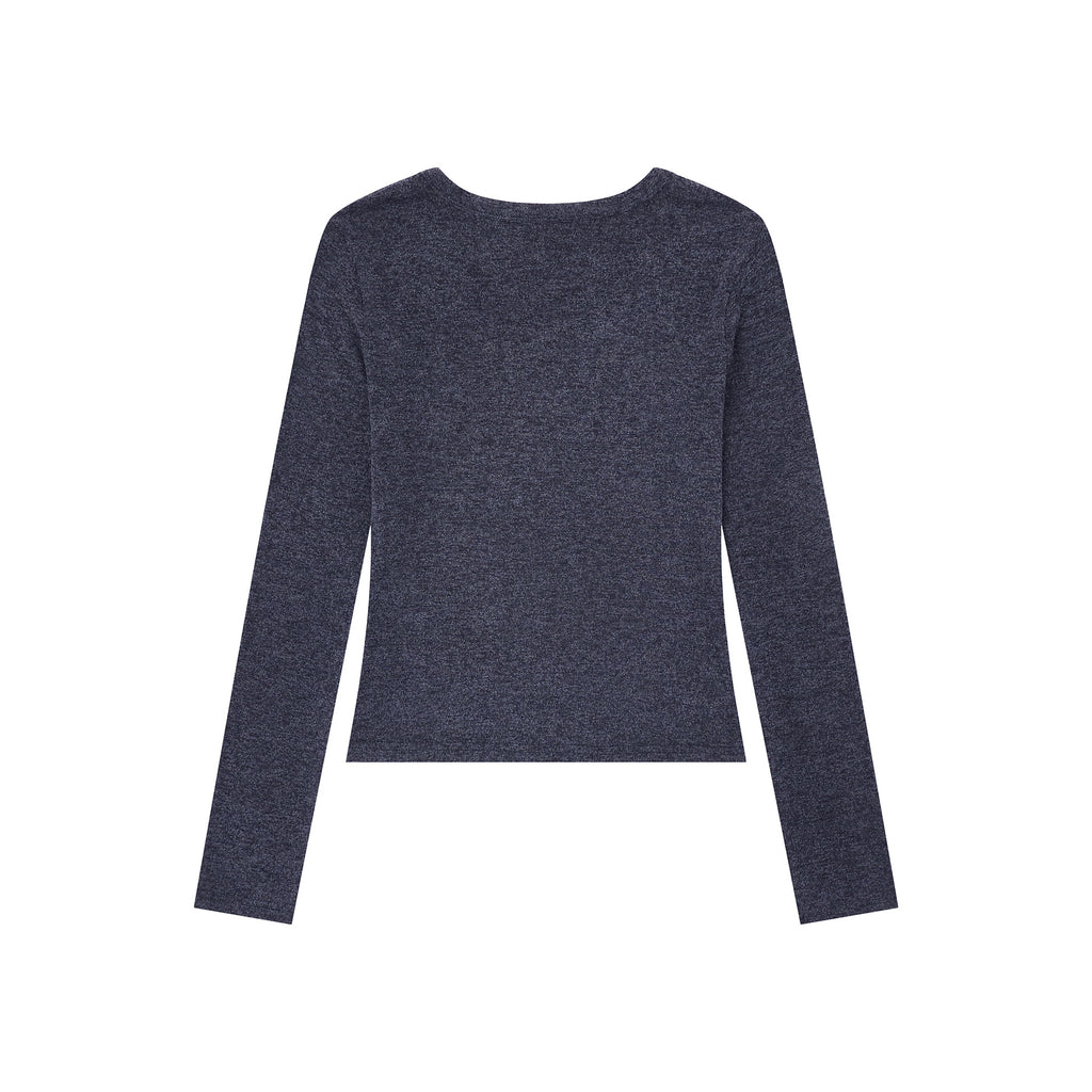 Crop top manches longues clous lettres col U femme