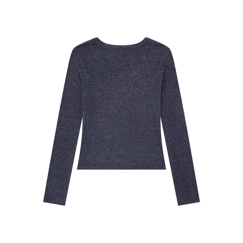 Crop top manches longues clous lettres col U femme