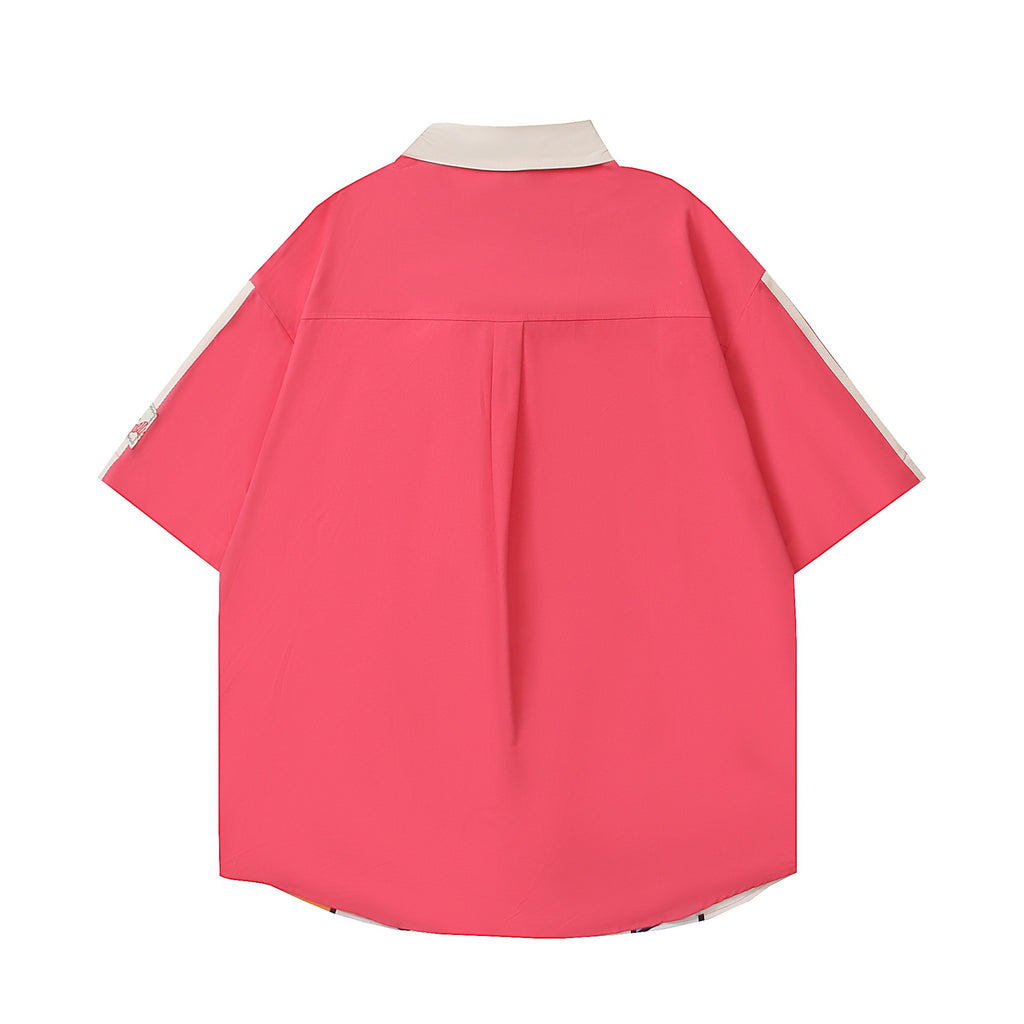 Flying Girl Police Officer Color blocked Short Sleeve