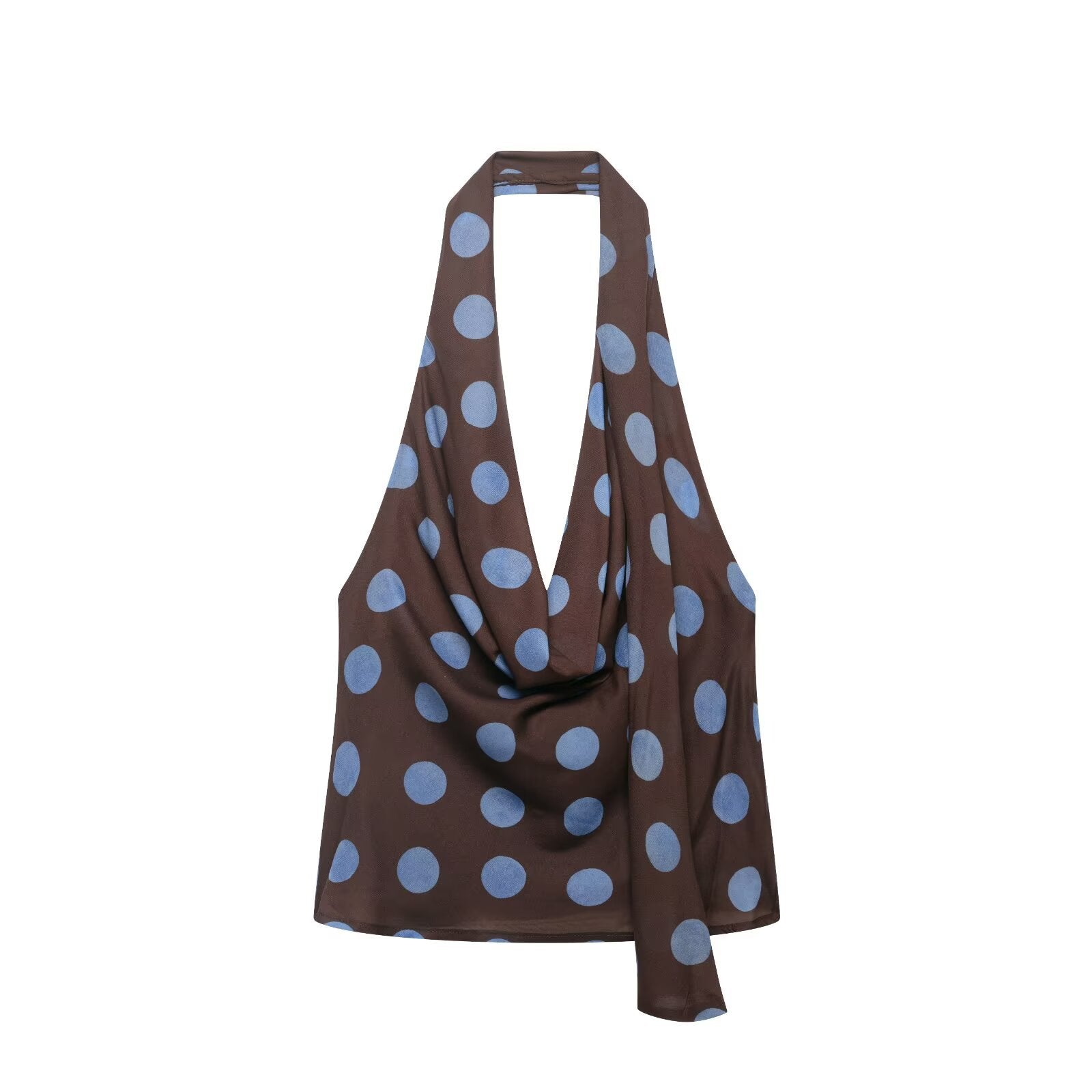 Polka dot retro halter top+polka dot irregular skirt set