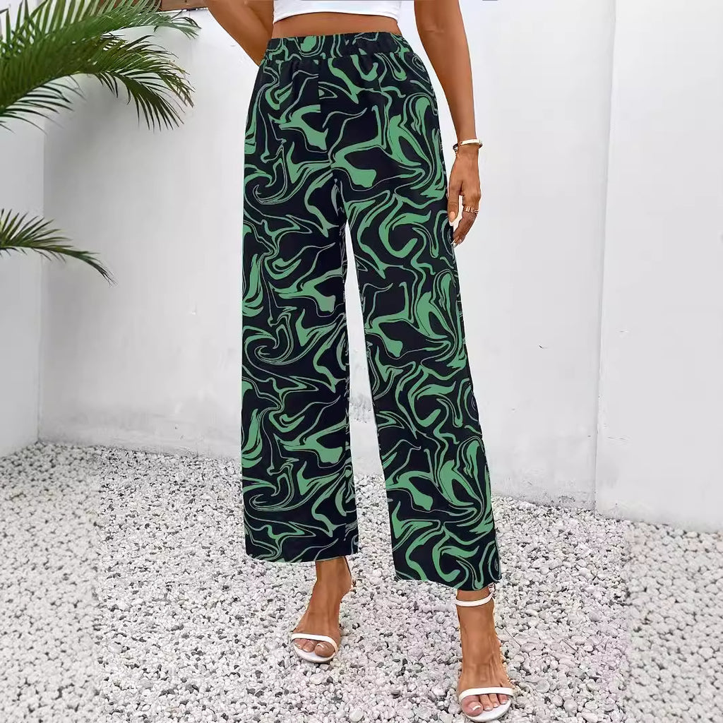 Elastic high waisted pants