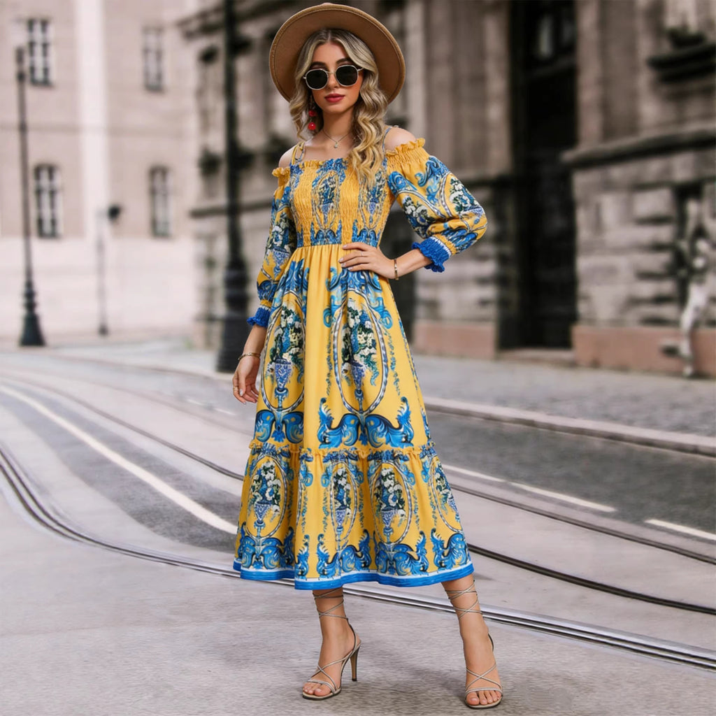 Off shoulder long sleeved dress