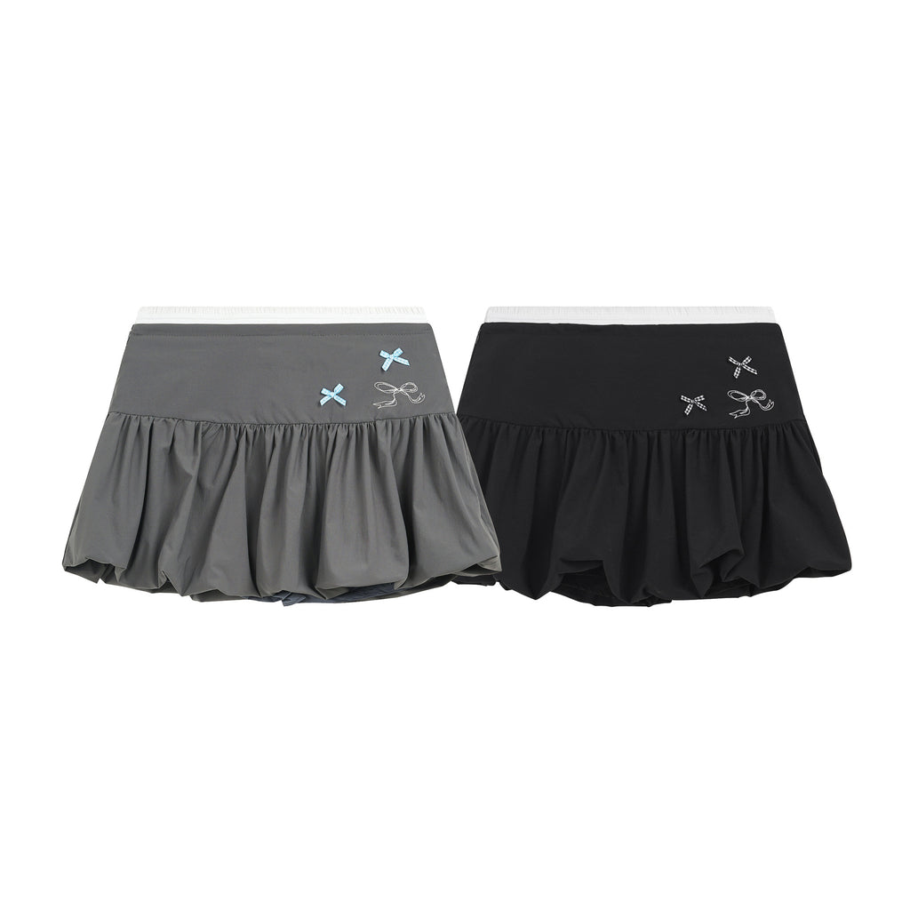 Melange Pleated Mini Skirt Women's High-Waisted Slimming Anti-Flash Skirt