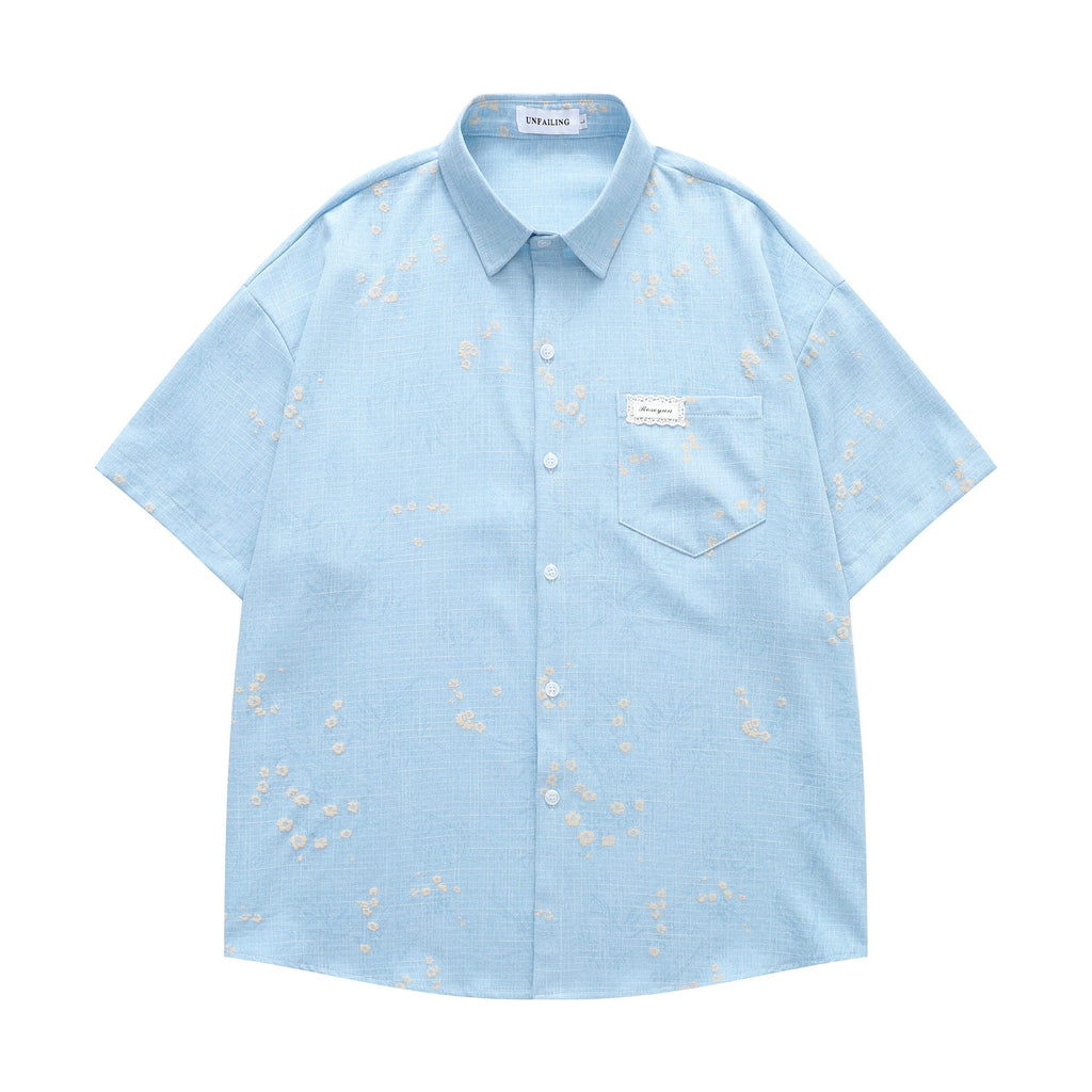 Ripple blue floral short sleeved shirt