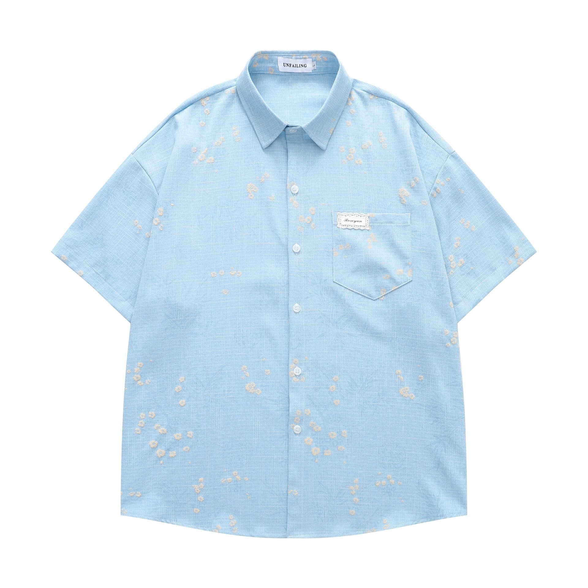Ripple blue floral short sleeved shirt