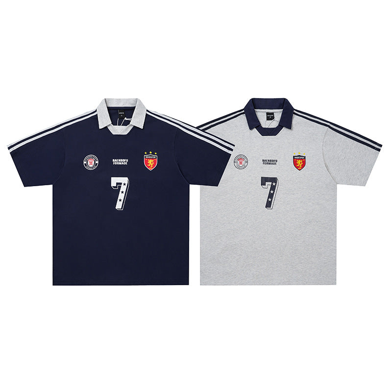 Collar badge short sleeved shirt