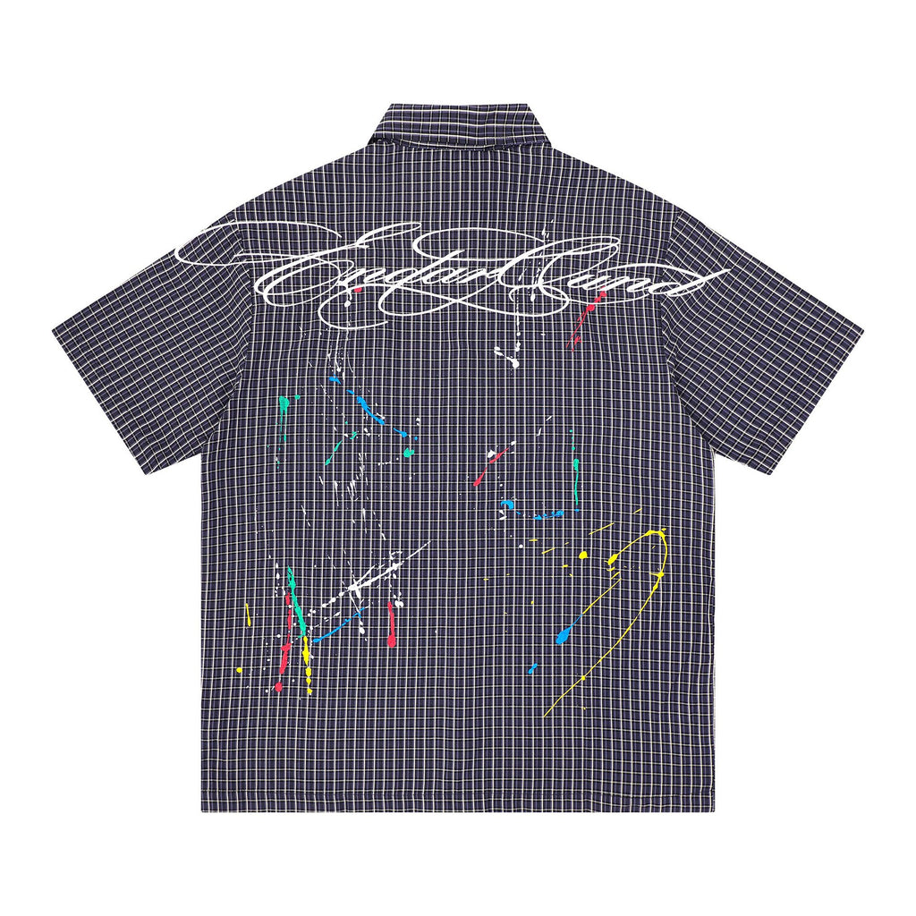 T-shirt brodé taches d'encre et points de couleur