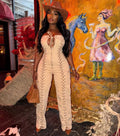 Fashion Women's Strapless Jumpsuit Sexy Side Tie Distressed Denim One-Piece Pants
