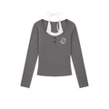Top manches longues faux deux pièces nœud col femme