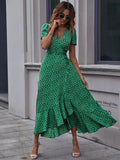 Floral V-neck short sleeved dress