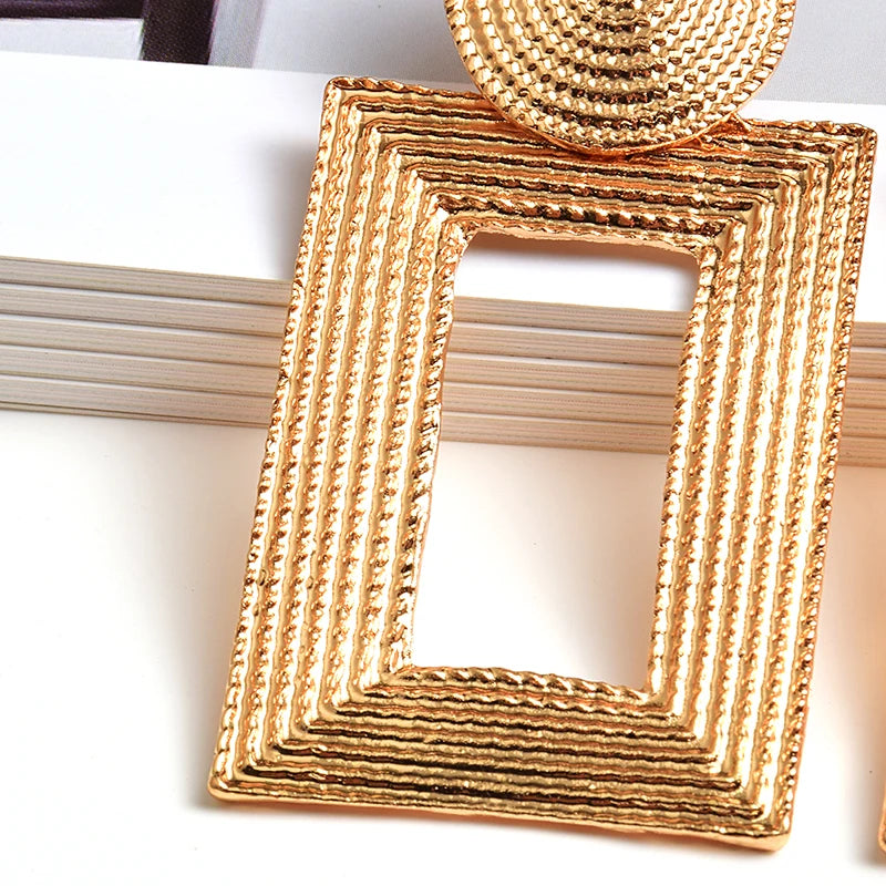 Hot Sell Geometric Gold Color Metal Dangle Drop Earrings Fine Jewelry Accessories For Women Fashion Trend Pendientes Bijoux