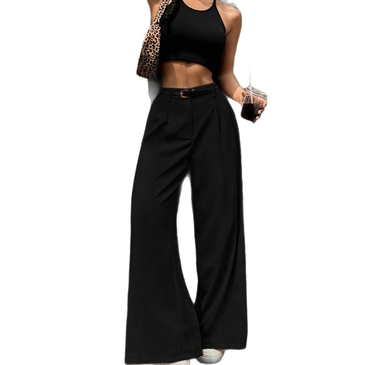 High waisted wide leg pants