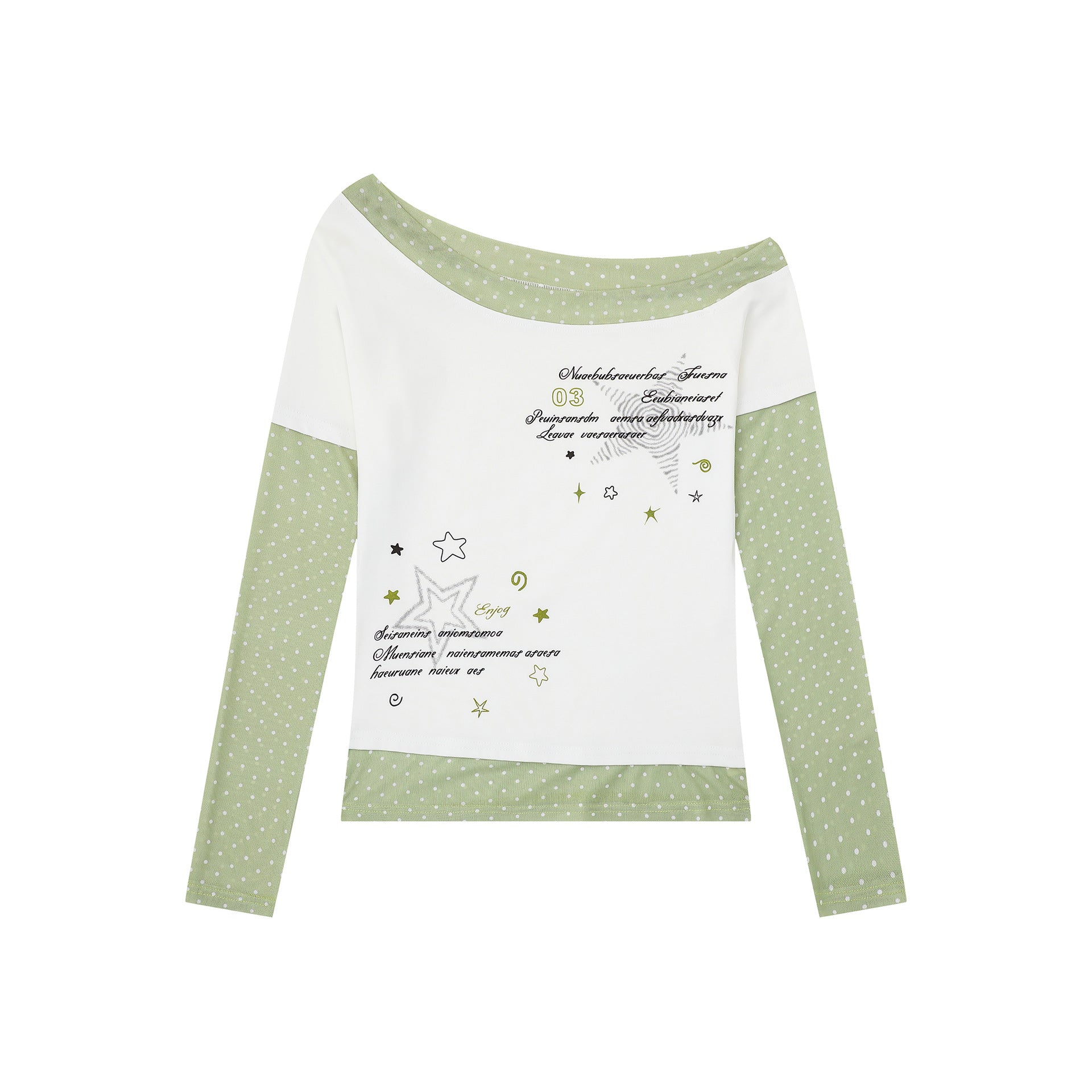 Hoodie faux deux pièces pois color-block épaule asymétrique femme