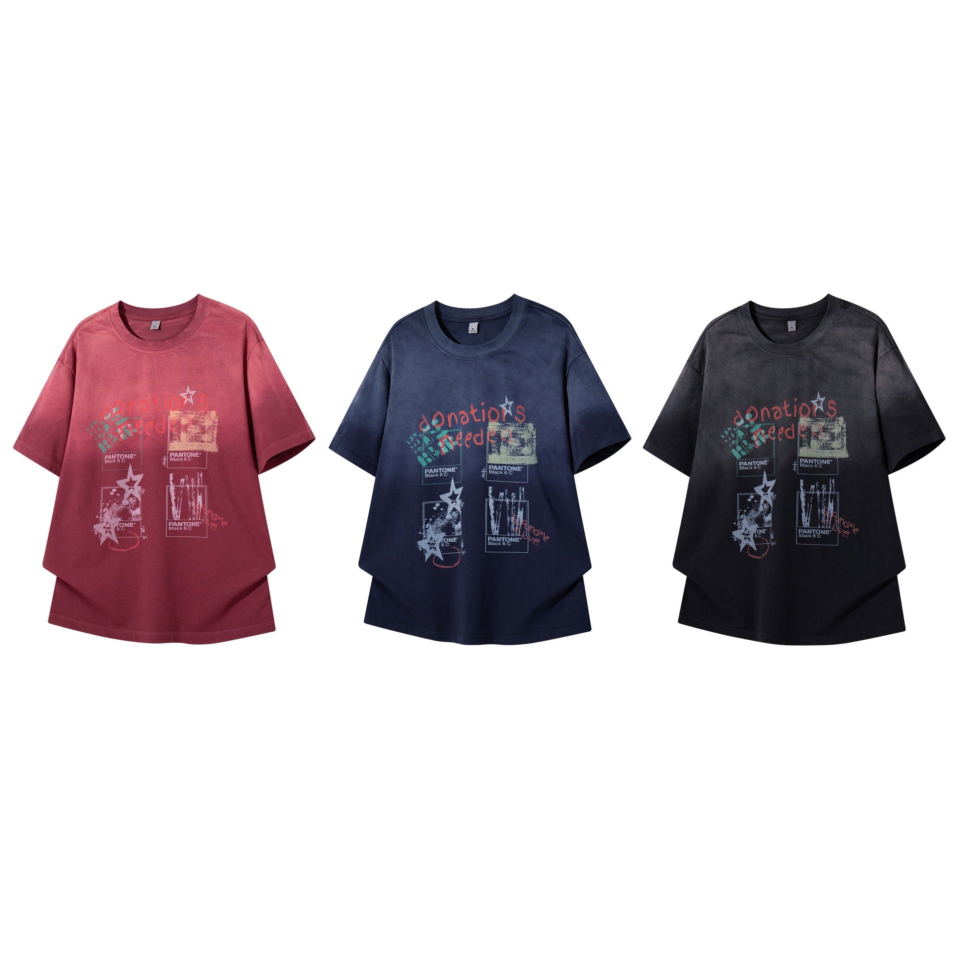Gradient distressed printed short sleeved shirt